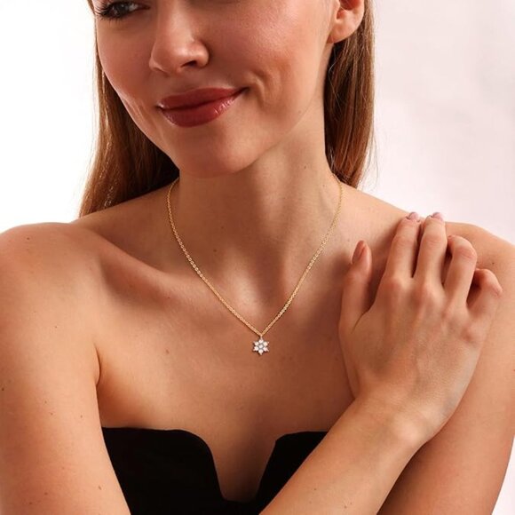 Neiman Marcus 14K Gold Plated Flower Pendant Necklace